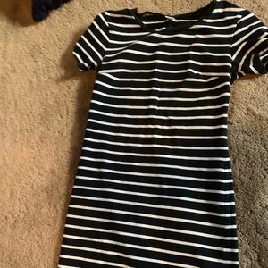 Black and white striped dress